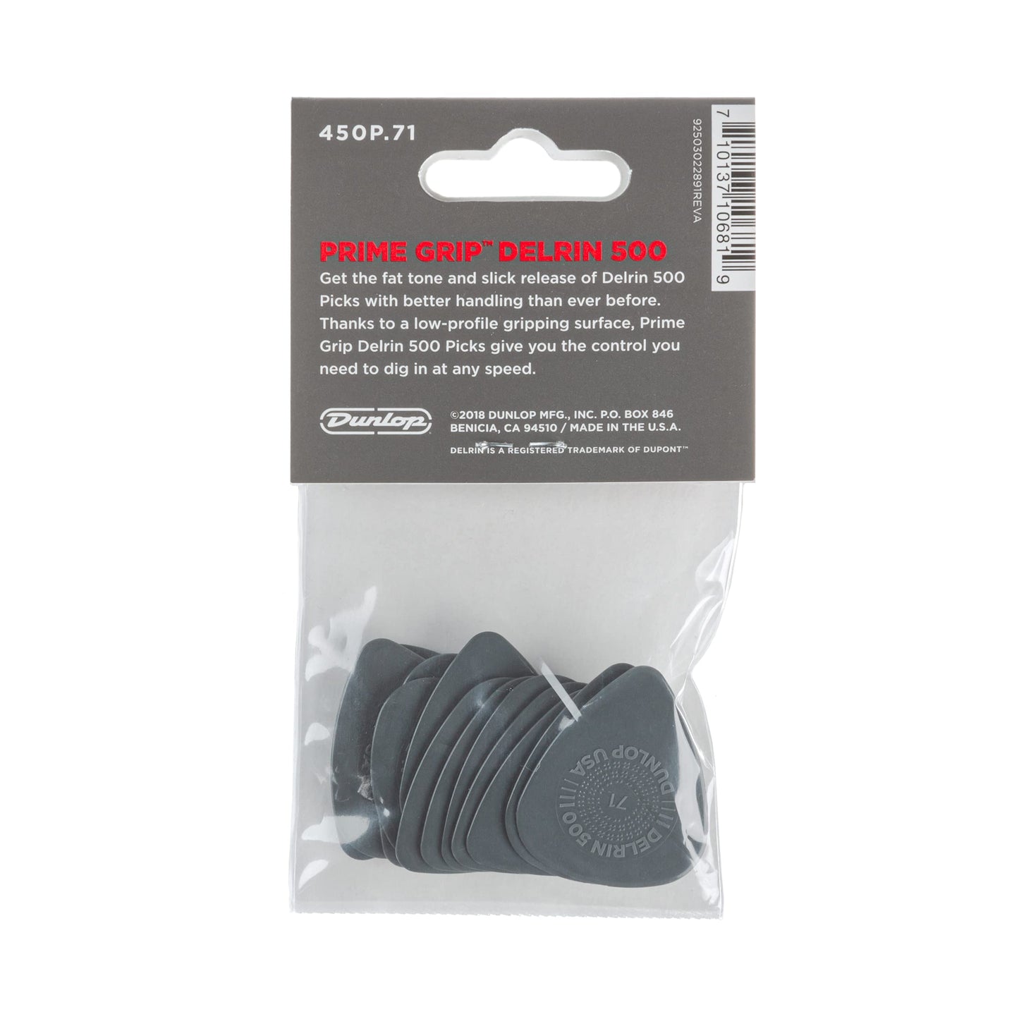 Dunlop Delrin 500 Prime Grip .71Mm Guitar Picks