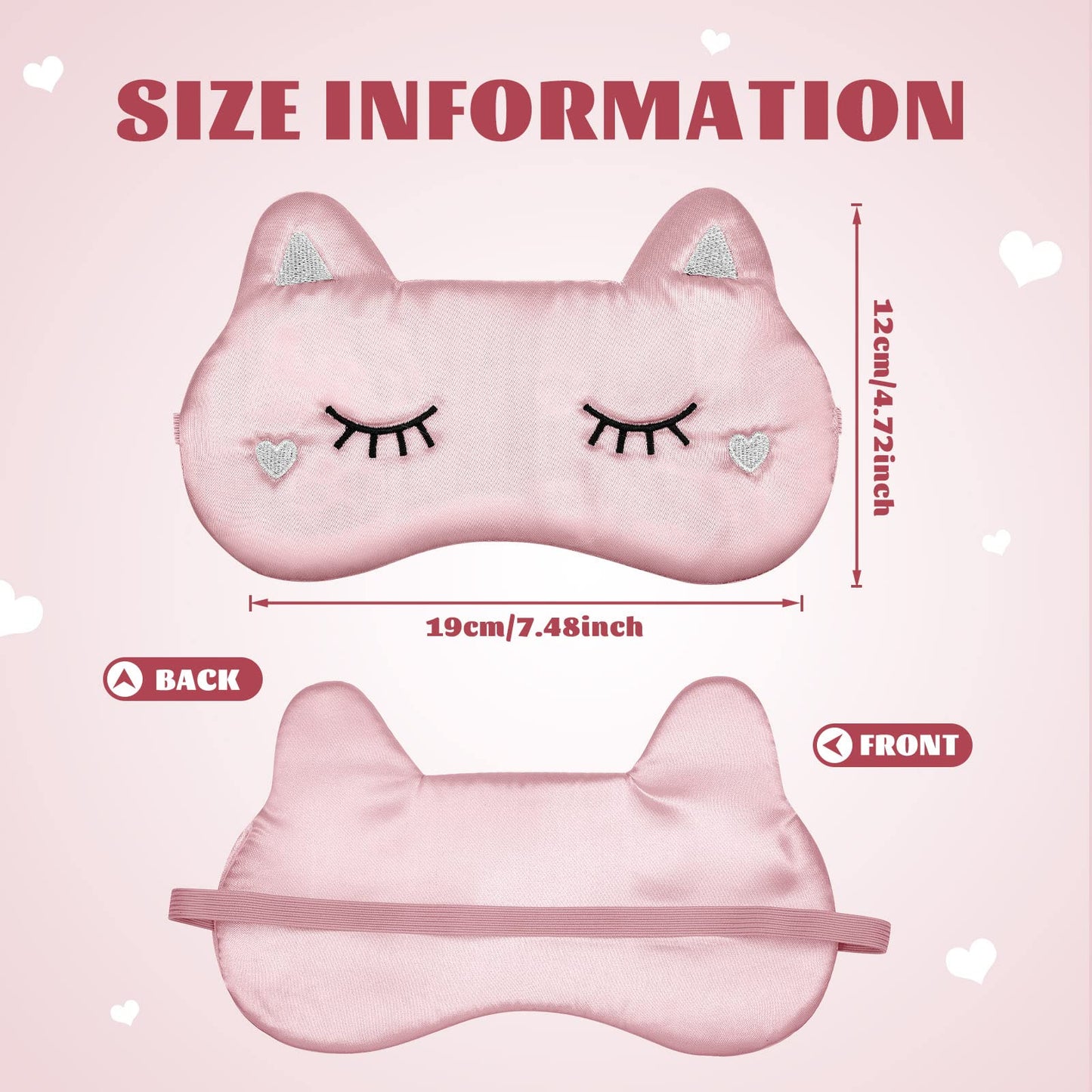 Haysandy 3 Pieces Sleep Mask for Kids Girls Cute Cat Sleeping Eye Cover Soft Mask Comfortable Funny Animal Night Eye Blindfold Cover for Kids Girls Women Home Travel(Silk Cat)