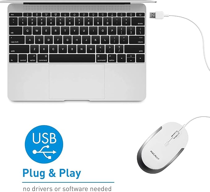 Macally Ultra Slim Wired Computer Keyboard and a Silent Wired Mouse, Essential Office Accessories