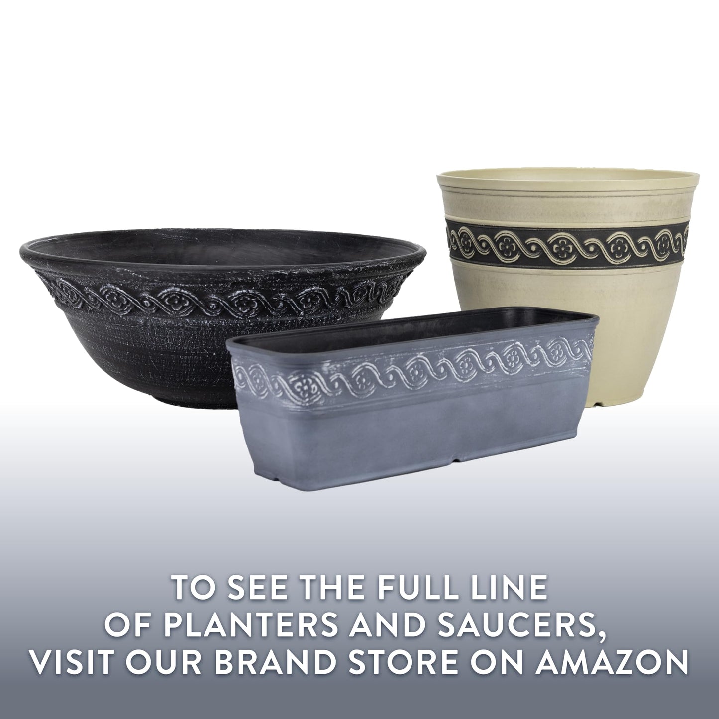 Classic Home and Garden Corinthian Trough Planter, 10", Ivory Ash