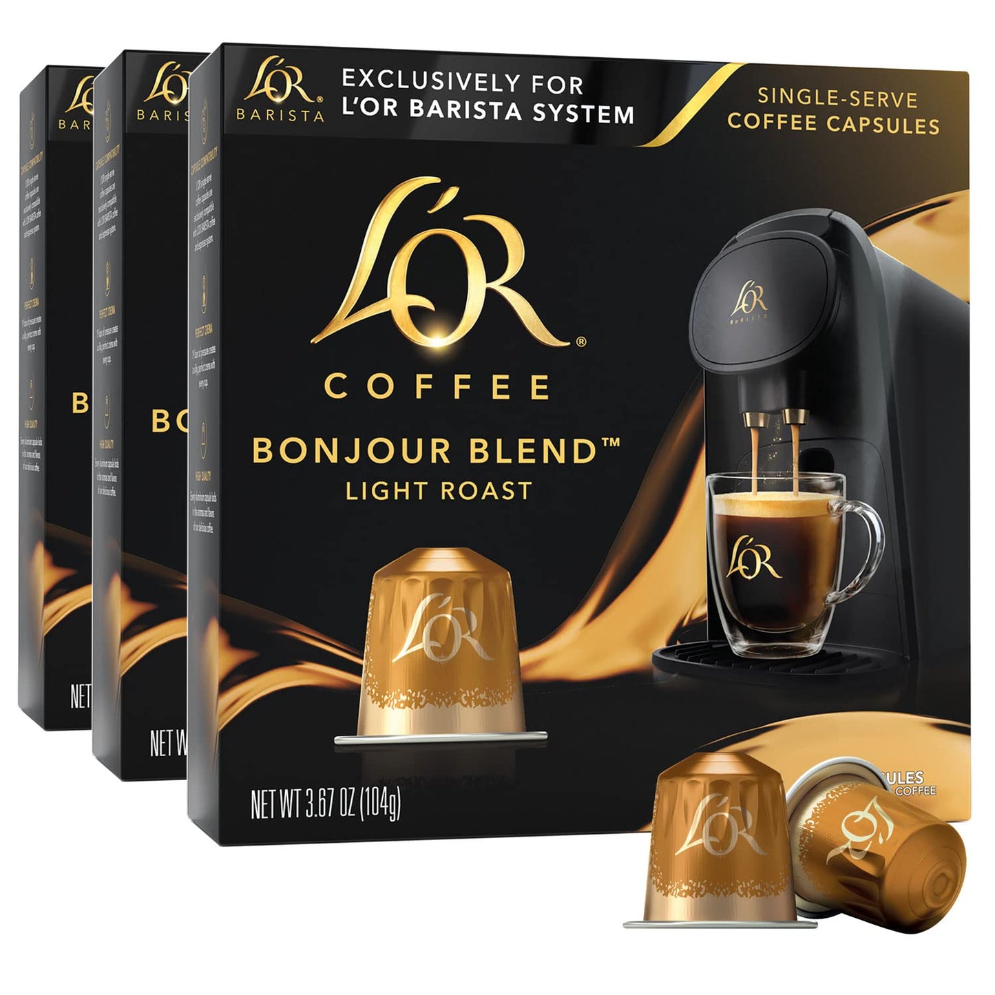LOR Coffee Pods 30 Capsules Bonjour Light Roast Blend Single Cup Aluminum Coffee Capsules limited availabilityly Compatible with the LOR BARISTA System