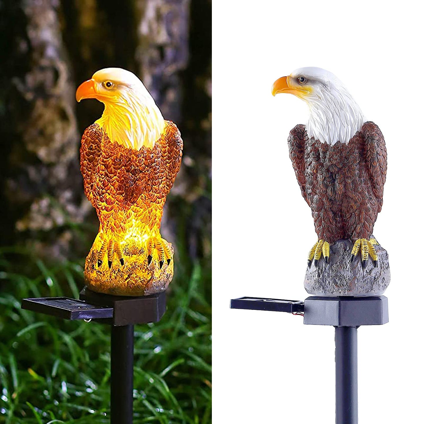 Chuangfeng Eagle Solar Stake Light - Decorative Metal Garden Figurine, 2-Pack, Eagle Design For Lawn, Patio, Yard Decor