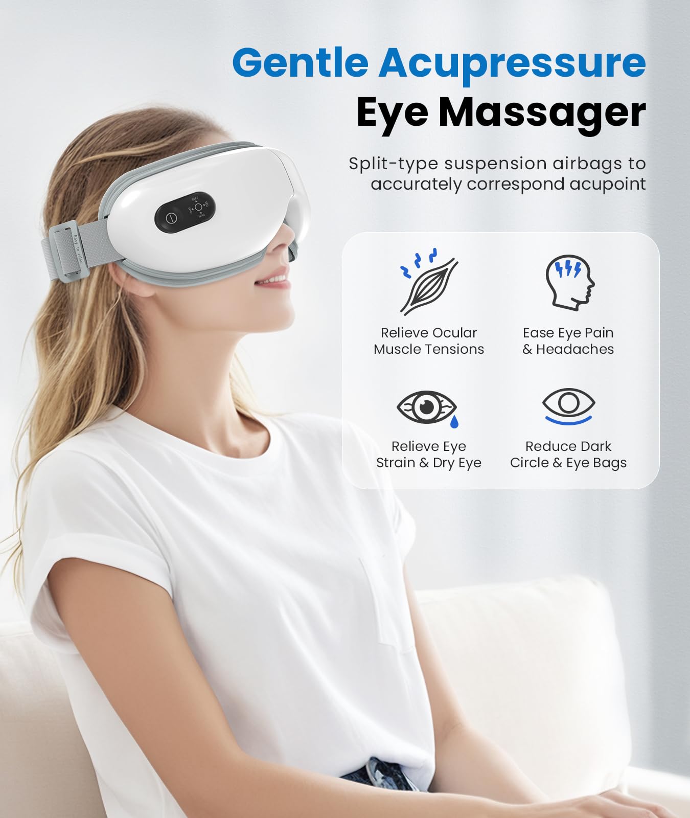 VANI Eyeliber 2 Plus Eye Massager with Remote, Valentines Day Gifts for Him Her Birthday Gifts for Men Women, Headache Massager for Migraines, Heated Eye Mask for Reducing Eye Strain and Dry Eyes