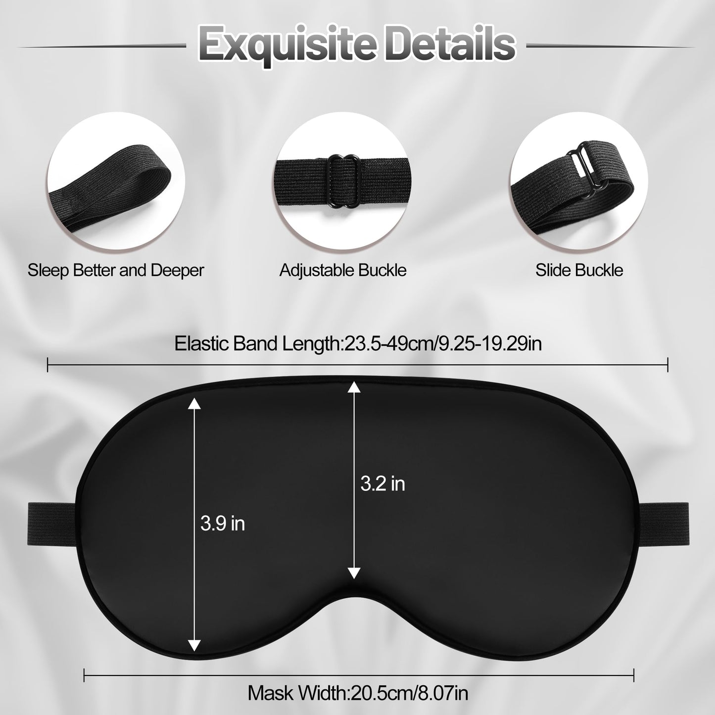 Sleep Mask, Silk Eye Mask for Sleeping with Adjustable Strap, Satin Blackout Sleeping Eye Mask for Men&Women, Comfortable Blindfold Eyeshade for Night Sleep (Black,Pink,Purple)