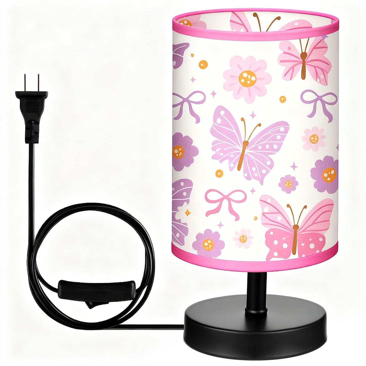 Glooglitter Butterfly Table Lamp 3 Colors Dimmable Lights 9.72 x 5.12 Inch Butterfly Night Light Pink Bedside Lamps Decoration f
