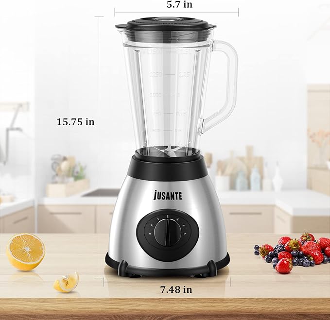 Smoothie Blender, 1000W Professional Countertop Blenders with 48oz Glass Jar for Kitchen, Shakes, Ice Crusher, Frozen Fruit