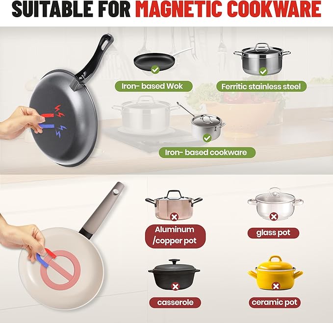 Induction Cooktop Portable, 1300W Mini Stove with 5 Cooking Modes - Easy to Use & 18 Power Levels, Induction Burner with LCD Sensor Touch, Timer for Tiny Kitchen, Apartment, Camping, RV