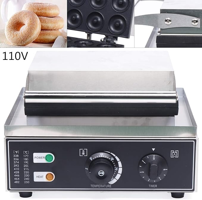 110V Commercial Donut Maker Machine, Electric Stainless Steel Doughnut Maker Double-Sided Heating