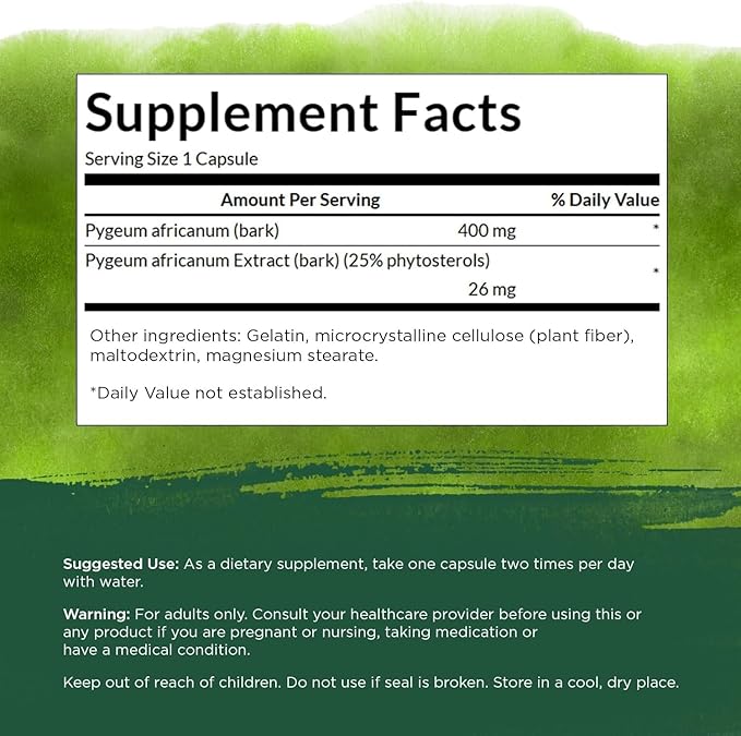 Swanson Pygeum - 400mg Herbal Supplement for Male Prostate Health - Supports Bladder and Urinary Tract Health - 120 Capsules