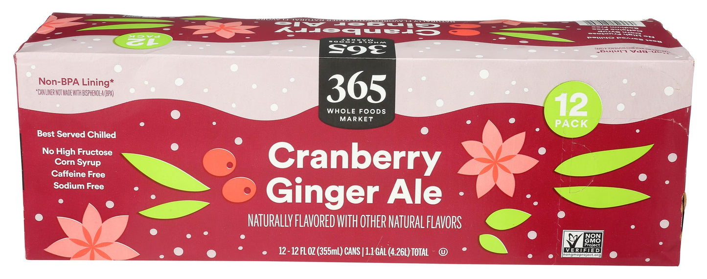 365 by Whole Foods Market Cranberry Ginger Ale 12 Pack 12 Fl Oz