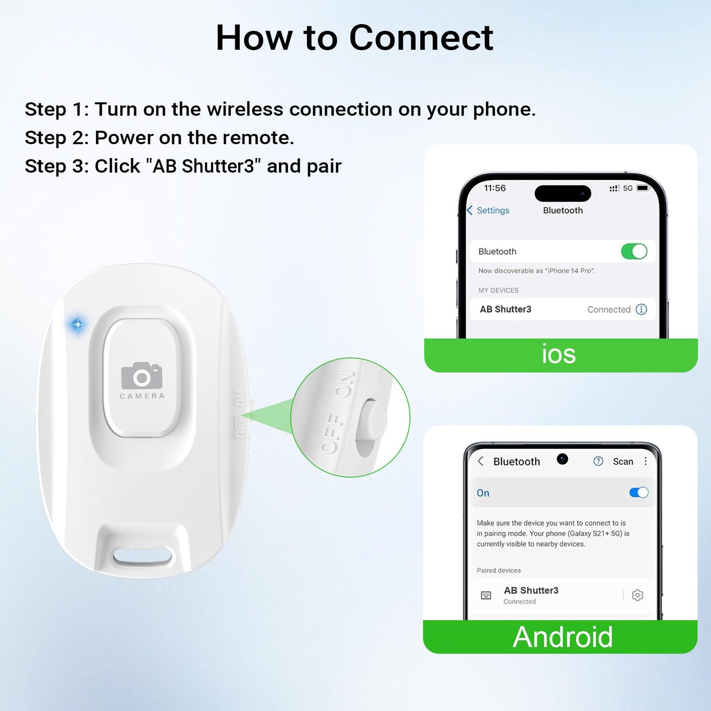 Wireless Phone Camera Remote Control, Rechargeable Selfie Shutter For Photos & Videos, Portable Photo Clicker Compatible With Ip