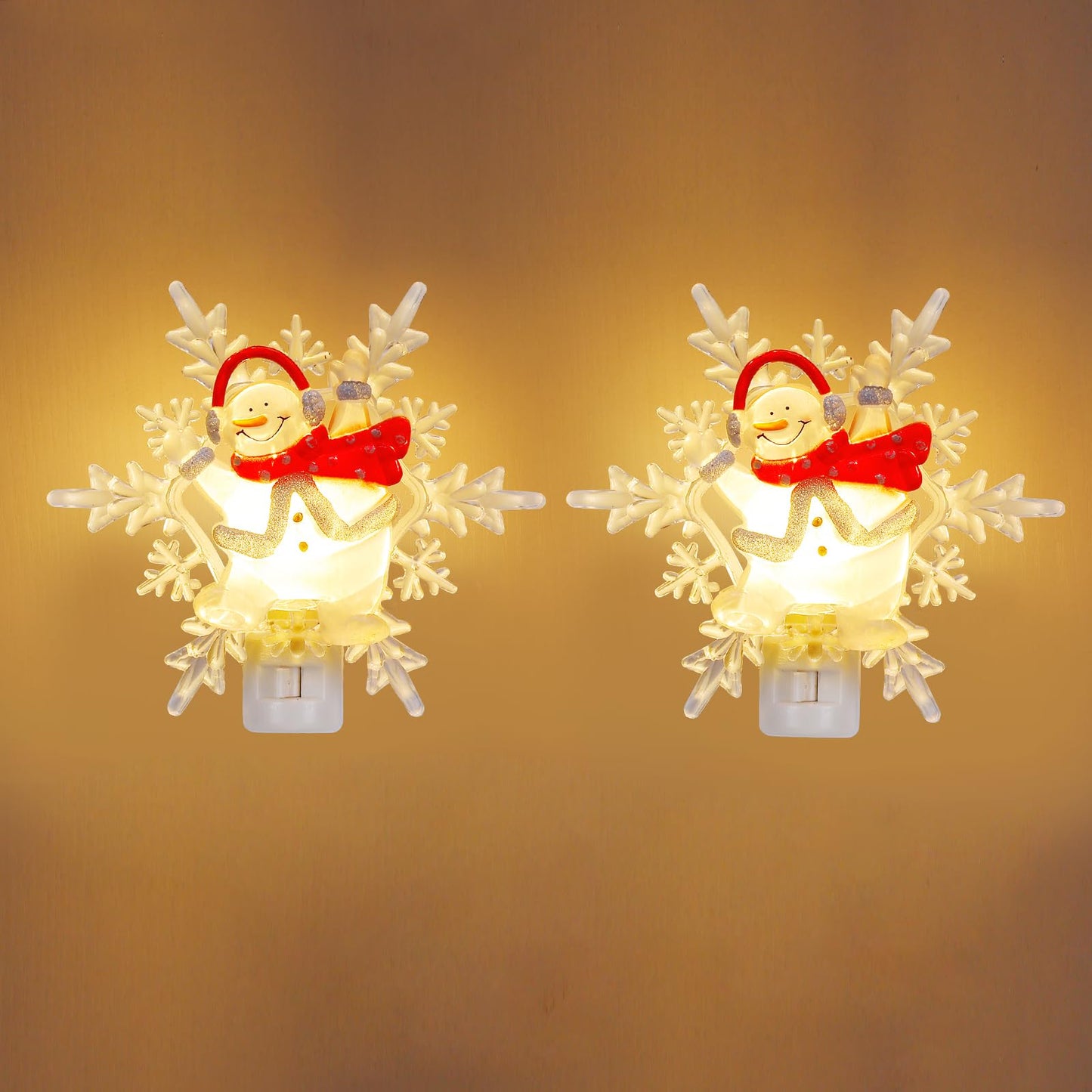 Brightown Christmas Snowflake Night Light Plug-In - 2 Pack 6 Decorative Christmas Snowflake Night Light With On/Off Switch Plastic Christmas Night Light For Bedroom Living Room Porch Holiday Decor