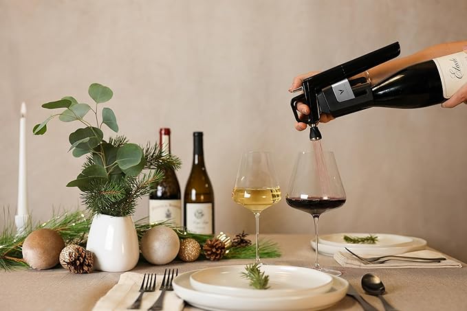 Coravin Timeless Six Plus Wine Preservation System - By-the-Glass Wine Saver - With 3 Pure Argon Gas Capsules, 6 Screw Caps & Wine Aerator - Piano Black