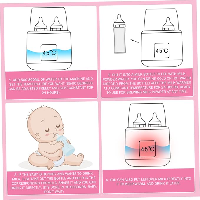 Baby Bottle Warmer & Steriliser Temperature Adjustable Portable Bottle Warmer Remote Control Baby Food Heater with LCD Display for Breastmilk or Formula, Style 2