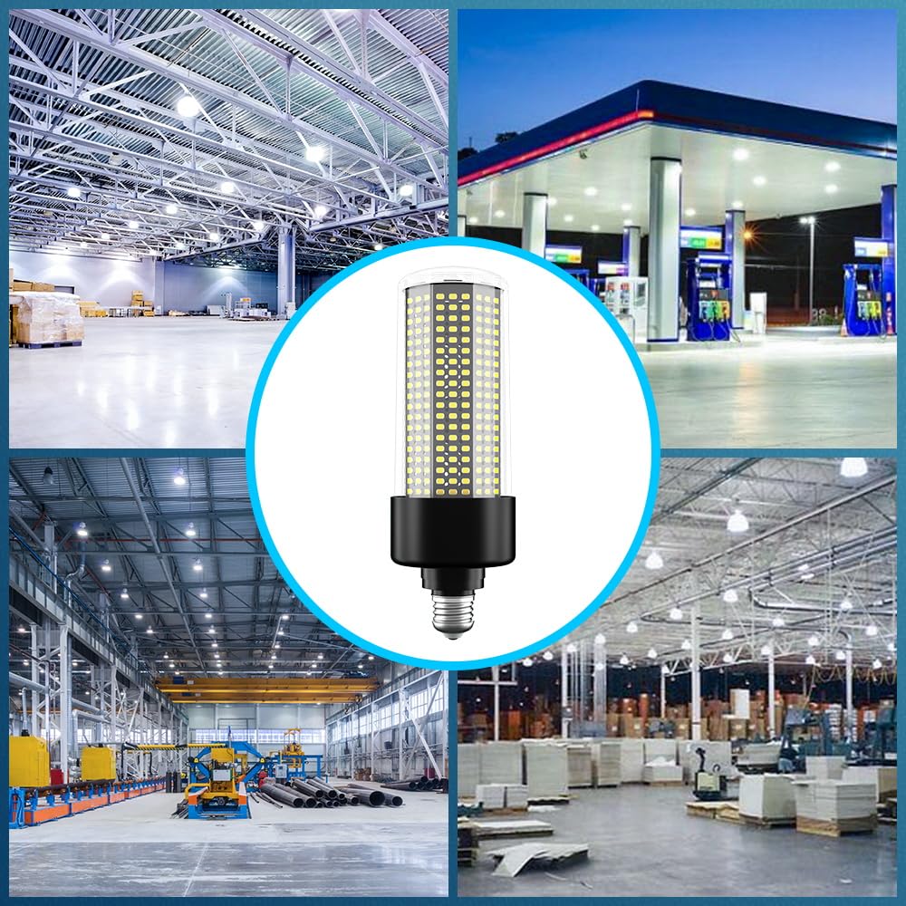 800W Equivalent E26 Led Corn Light Bulb 500Leds 12350Lumen 6000K Daylight Super Bright E39 Mogul Base Lamp Bulbs 100-277V Outdoor Indoor Garage Warehouse Factory Large Area Commercial Lighting