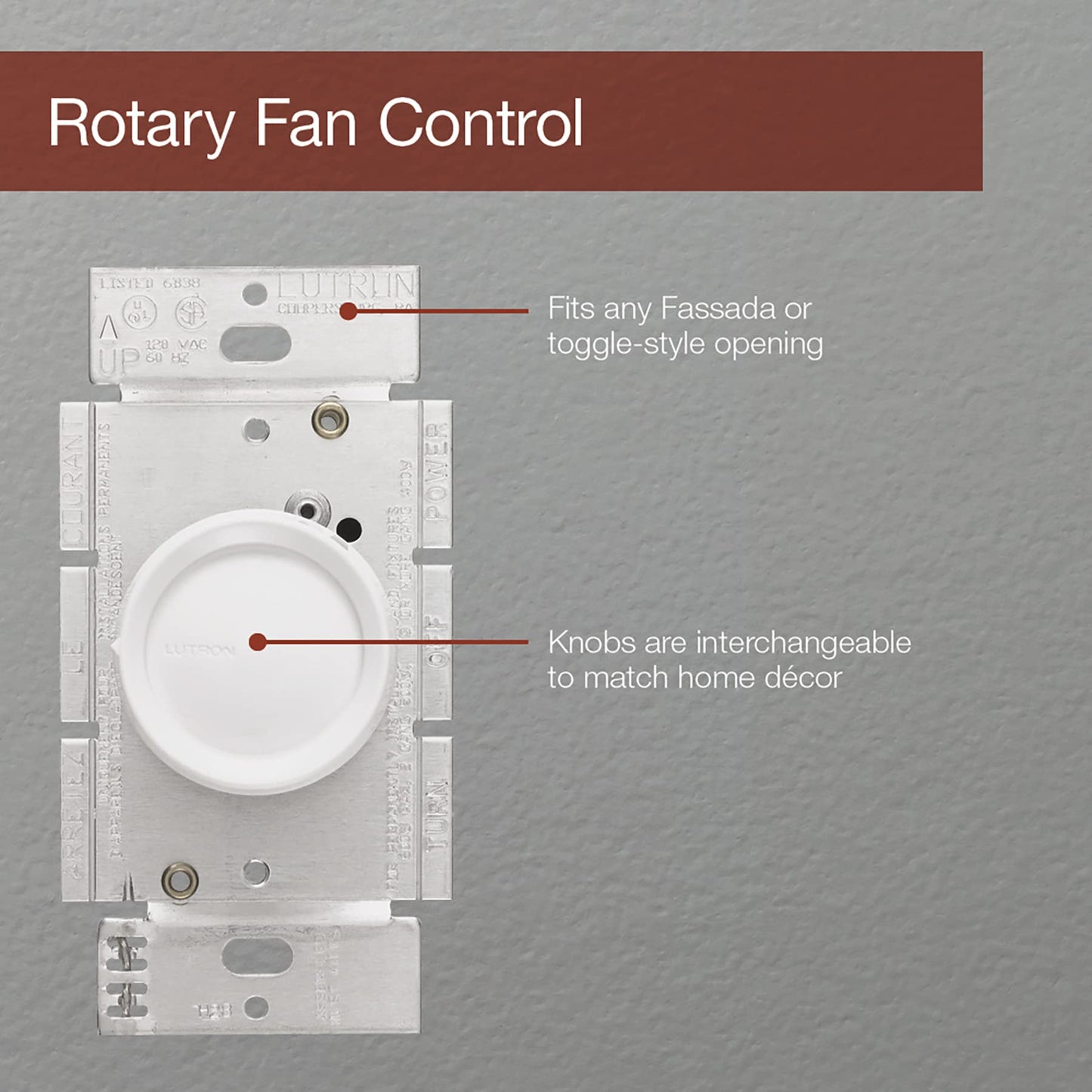 Lutron Electronics Rotary On-Off Fan-Speed Controls Fs-5Fh-Dk