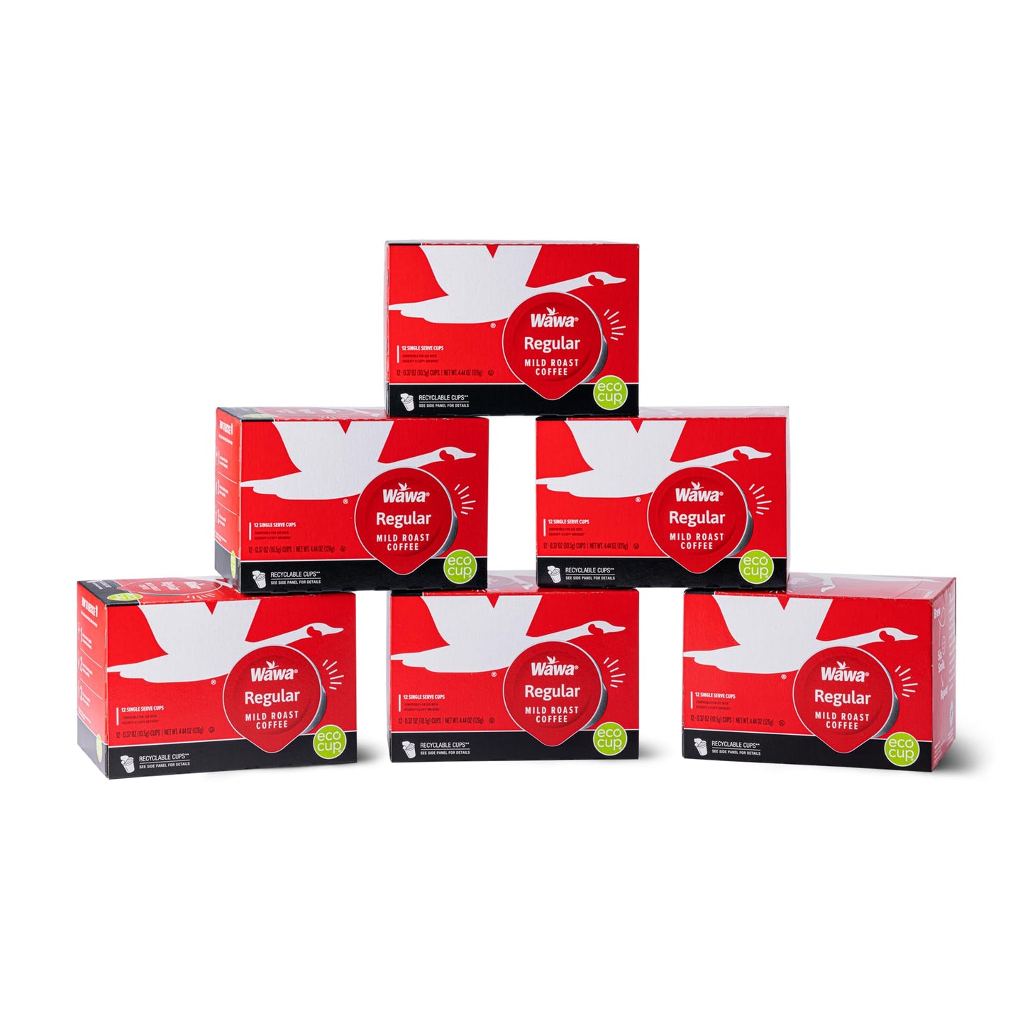Wawa Mild Roast Single Cup Regular Coffee Pods, 72 Pods, 6 Boxes, Lightly Roasted, Nutty Smooth Balanced Blend, Single Serve, 10