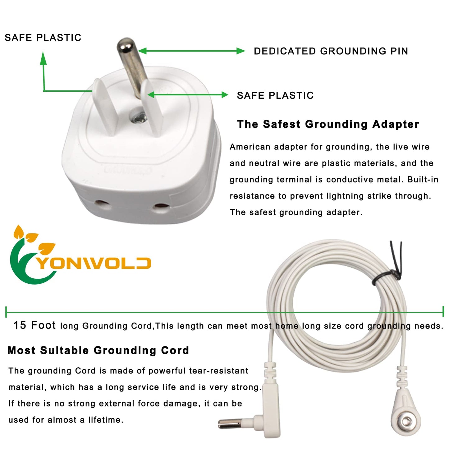 Yonwold Organic Grounding Sheet 10% Silver for Bed Sleeping Therapy with Safest Ground Adapter and Connection Cord 27X52 INCH