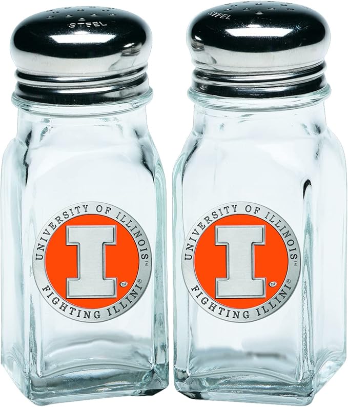 Heritage Pewter Illinois Salt and Pepper Shaker Set of 2 Bottles | Expertly Crafted Pewter Glass