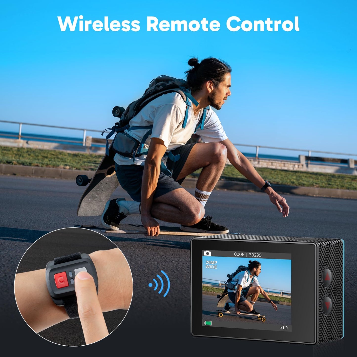 Akaso Ek7000 4K30Fps 20Mp Wifi Action Camera With Eis Ultra Hd 131Ft Waterproof Underwater Camera Remote Control 4X Zoom Support