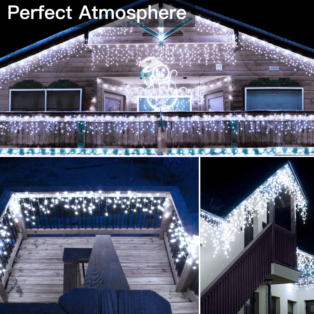 Ollny Icicle Lights 396Led, Cool White, Waterproof, Remote Control, 32Ft, Model Hg-29V397Bc, Perfect For Indoor/Outdoor Holiday Decor