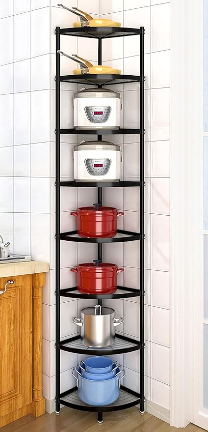8-Tier Kitchen Pot Rack, Cookware Stand Storage Organizer ,Multi-Layer Corner Shelf Stand Metal Shelves for Kitchen