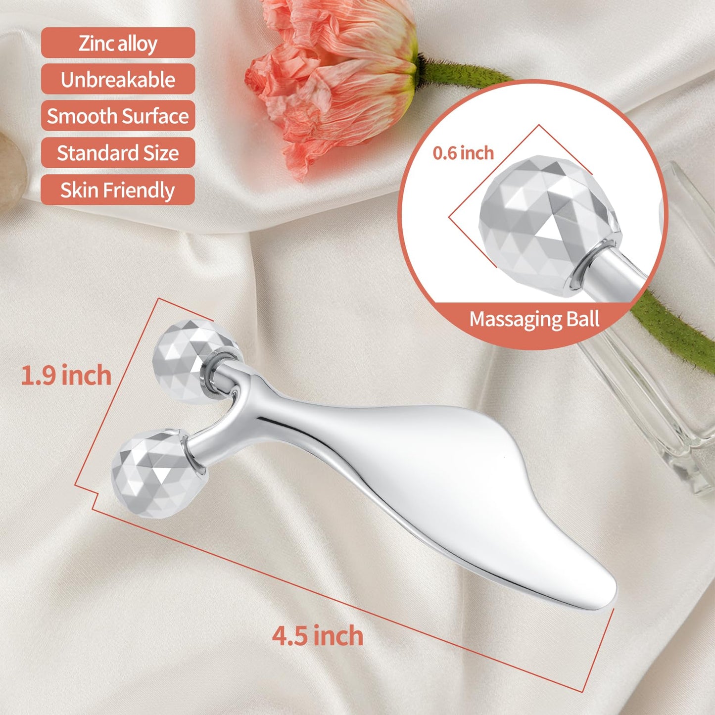 3D Metal Facial Roller Massager- Improves Complexion & Remove Eye Wrinkles, Face Massage Tool - Skin Tightening & Toning, Gua Sh
