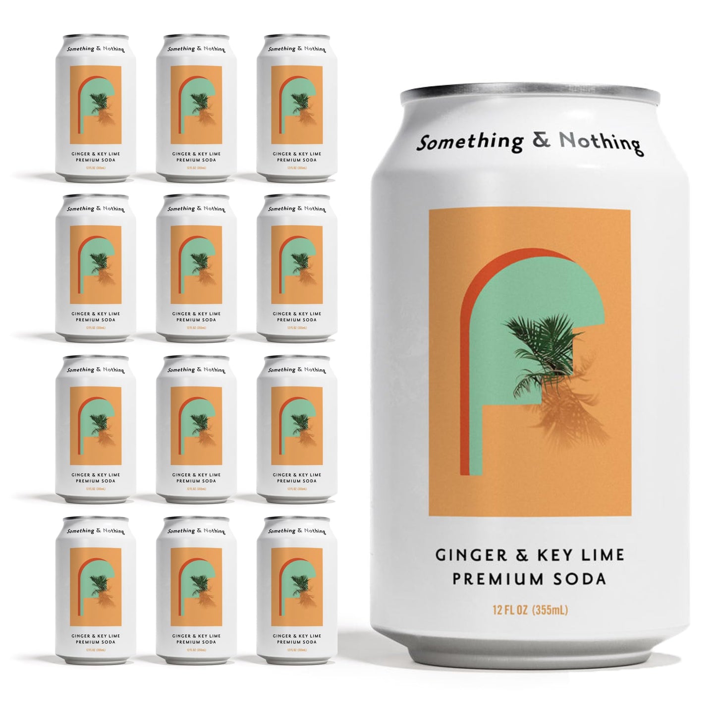 Something & Nothing Ginger & Lime Flavoured Sparkling Water | Lightly Carbonated Full Flavoured with Added G & Lemon Juice | Vegan & Low Calorie Soda | 12 Fl Oz Cans (Pack of 12)
