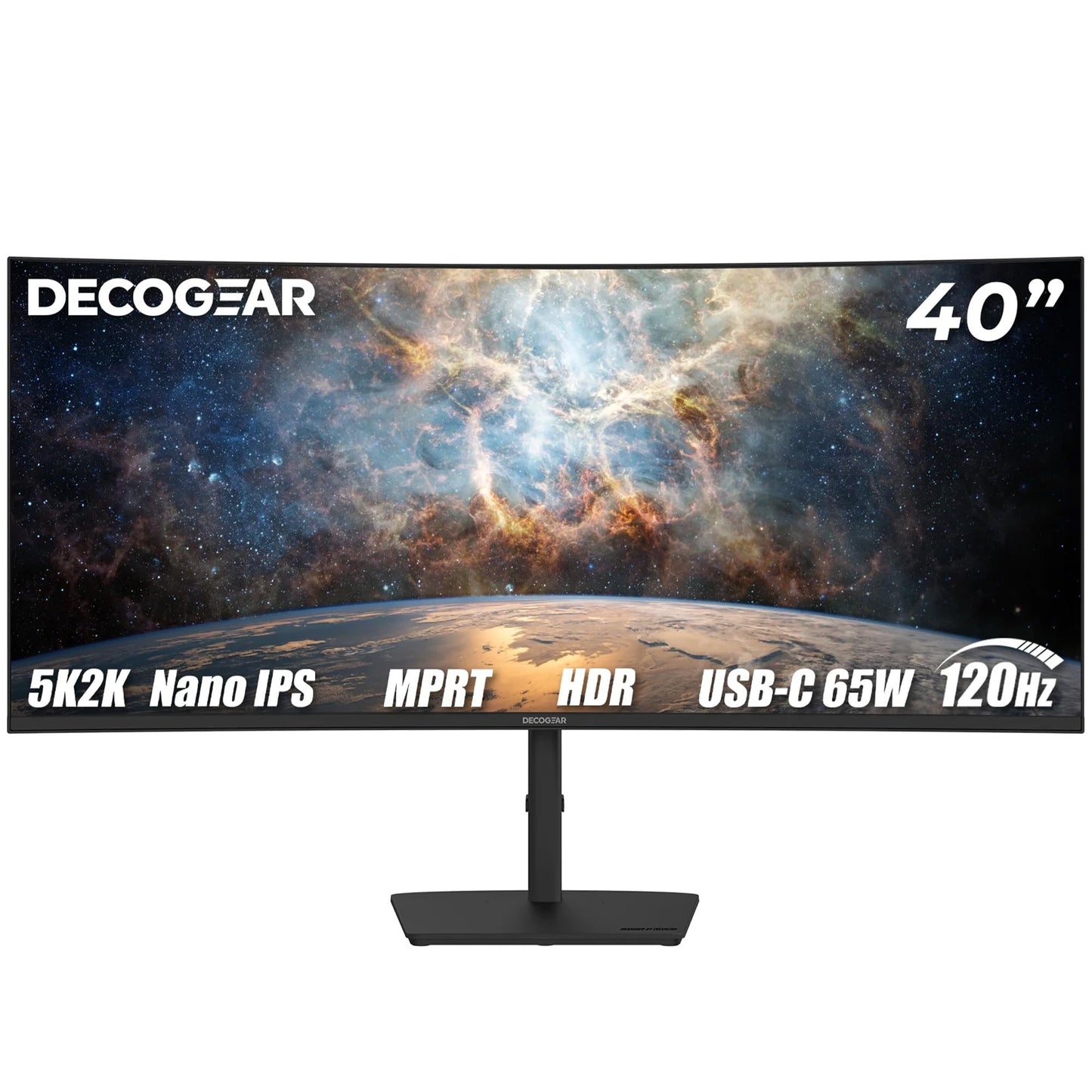 Deco Gear 40 Curved 5K2K Nano IPS Monitor | 5120 2160 UltraWide 21:9 Display, 120 Hz Refresh | 65 W USB-C PD | HDR, Adaptive