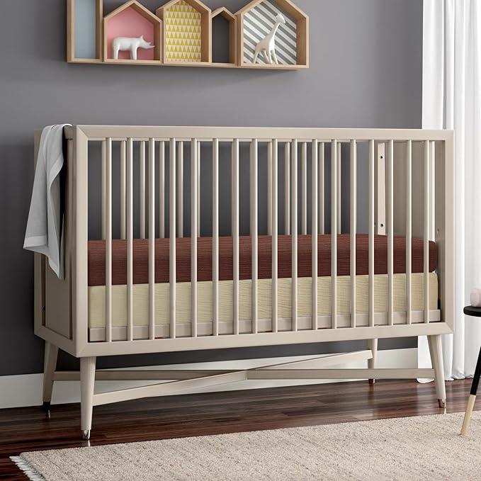 2 Pack Soft Muslin Baby Crib Sheets, 100% Cotton Breathable Double Layer Fitted Sheets for Standard Crib and Toddler Bed Mattresses 28x52 Inches, for Baby Girls and Boys (Cedar & Cream