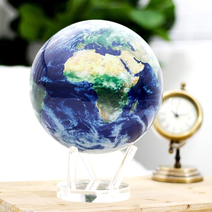 MOVA Globe Earth with Clouds – 4.5” Self-Rotating Globe Powered by Light | Silent Motion, No Batteries or Wires | Unique Desk Decor or Gift for Space Lovers
