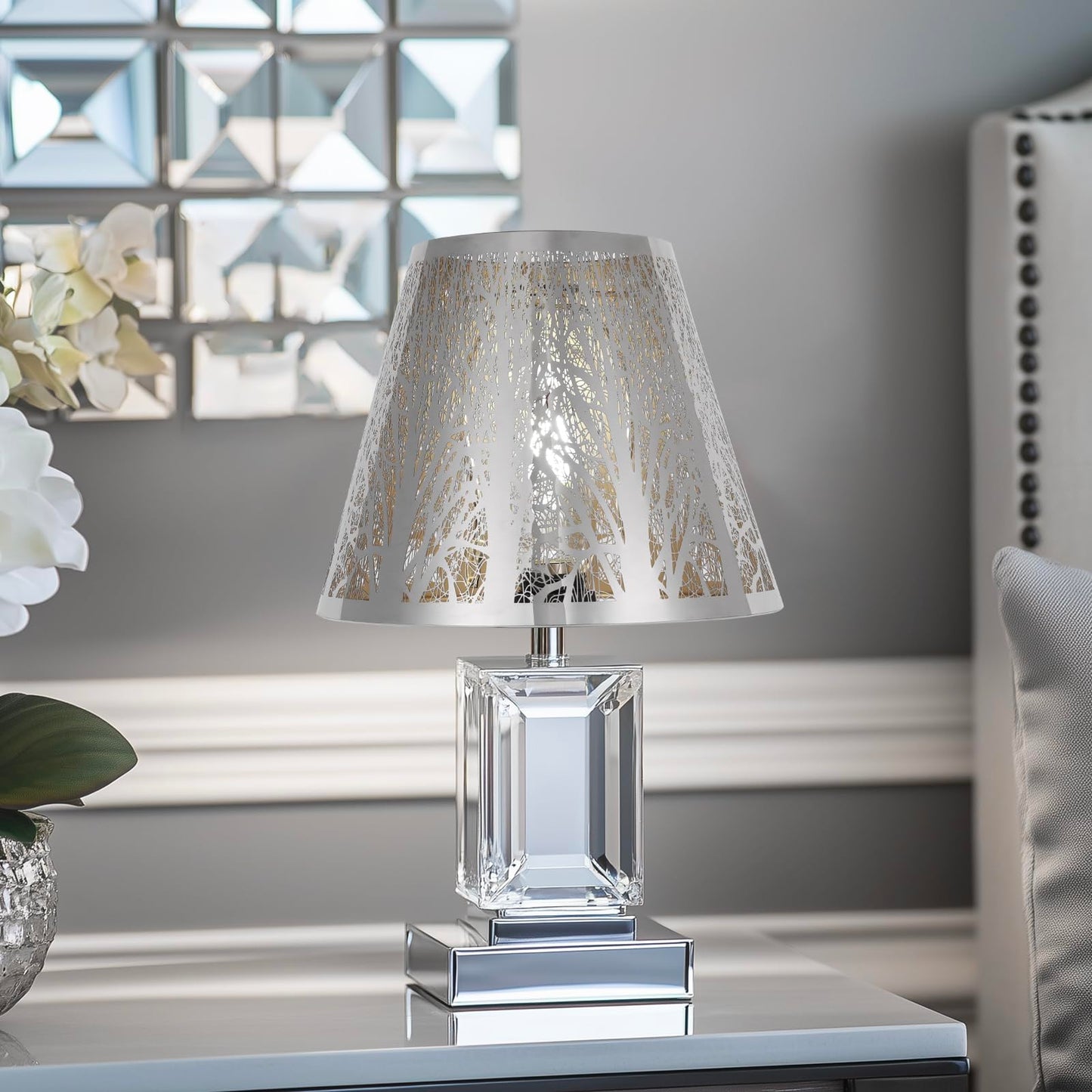 ALUCSET Small Barrel Lampshade - Stainless Steel Mirror Effect, 5in Top x 9in Bottom x 7in High, Modern Metal Replacement for Table/Floor Lamps