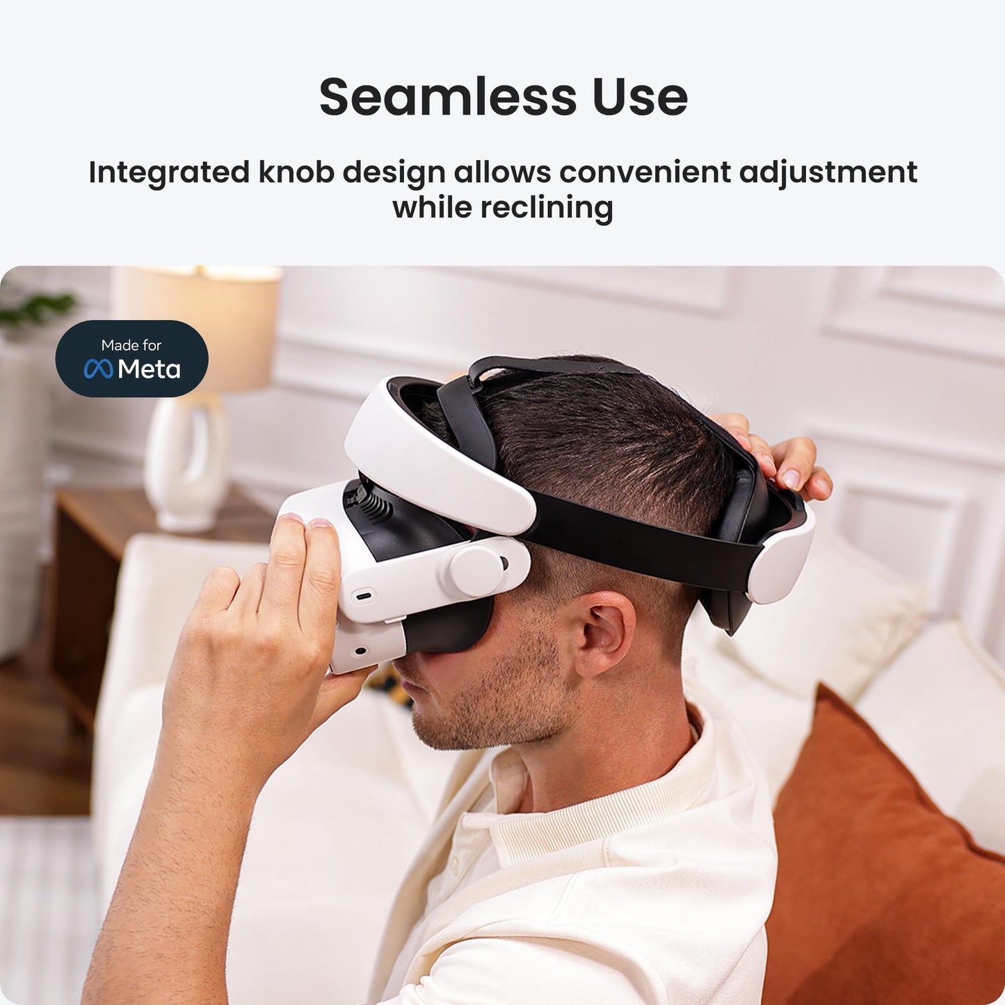 KIWI design H4 Halo Comfort Head Strap Compatible with Meta Quest 3/Quest 3S, Made for Meta, Non-Battery Lightweight Head Strap