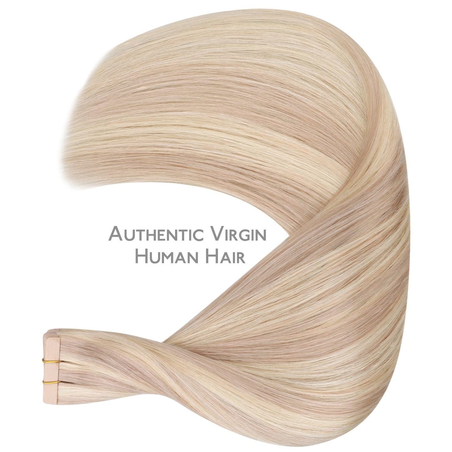 WENNALIFE Tape in Hair Extensions Human Hair, 20pcs 50g 20 inch Balayage Light Wheat Platinum Blonde Remy Hair Extensions for Wo