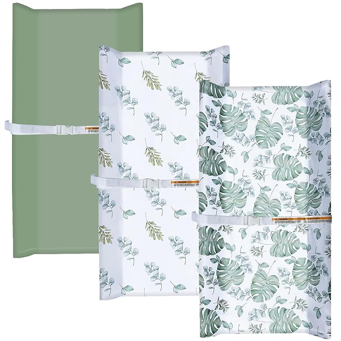 AMROSE 3 Pack Easy Care Changing Pad Covers, Ultra Soft Microfiber Diaper Change Table Sheets for Baby Boys and Girls, Leaf Collection