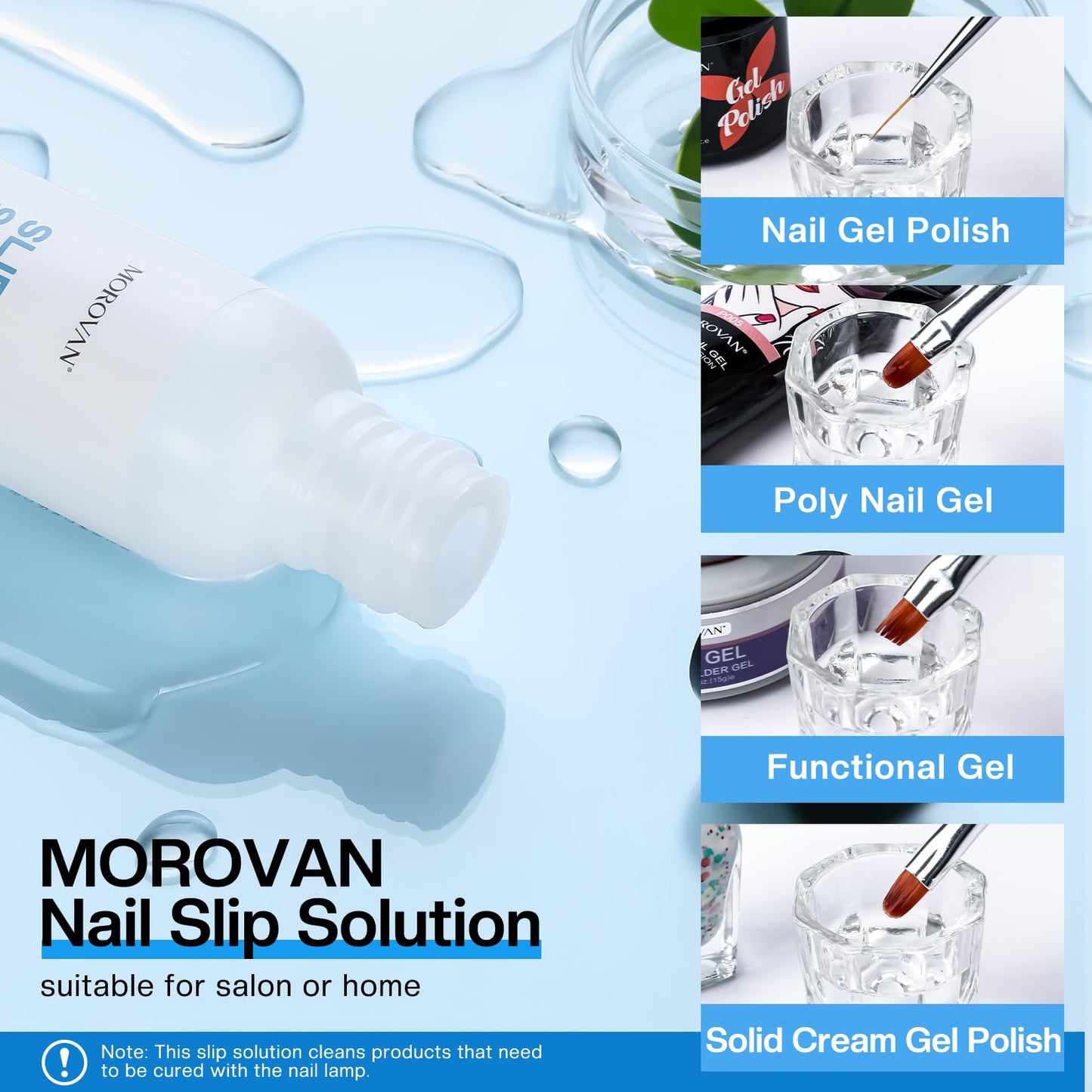 Morovan Nail Polygel Slip Solution: Salon-Grade Slip Liquid & Dual Toenail Forms for Beginner-Friendly Gel Nail Extension & Anti