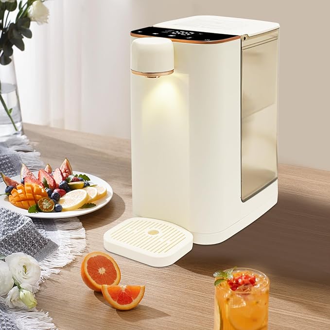 Instant Hot Water Dispenser, Countertop Water Boiler & Warmer for Tea Coffee, 3L Water Tan, with 5 Temperatures & 3 Water Outputs Child Locks Night Lights, 3s Quick Heating