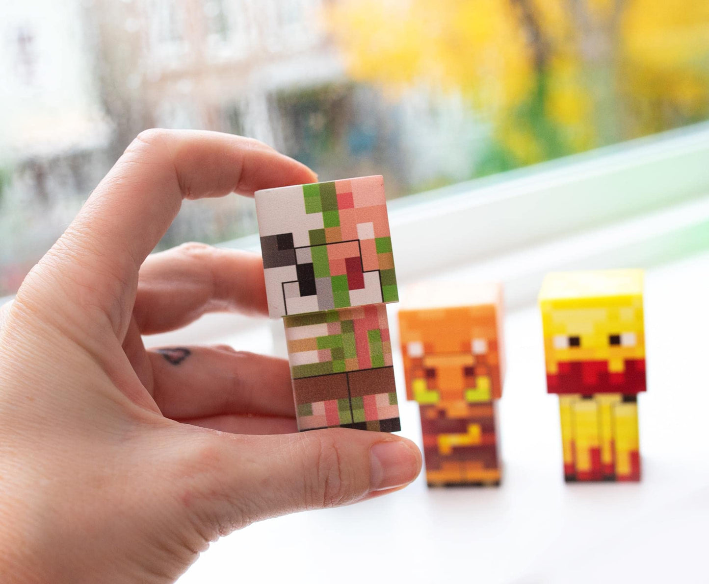 Ukonic Minecraft Mini Mob Mood Lights | LED Table Lamp | Skeleton, Blaze, Piglin, Zombified Piglin | Blue | One Size