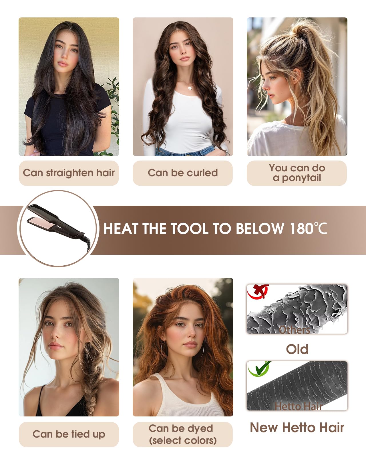 Hetto Sew in Hair Extensions Real Human Hair Brown Highlights Caramel Blonde Weft Hair Extensions Human Hair Highlight Brown Sew