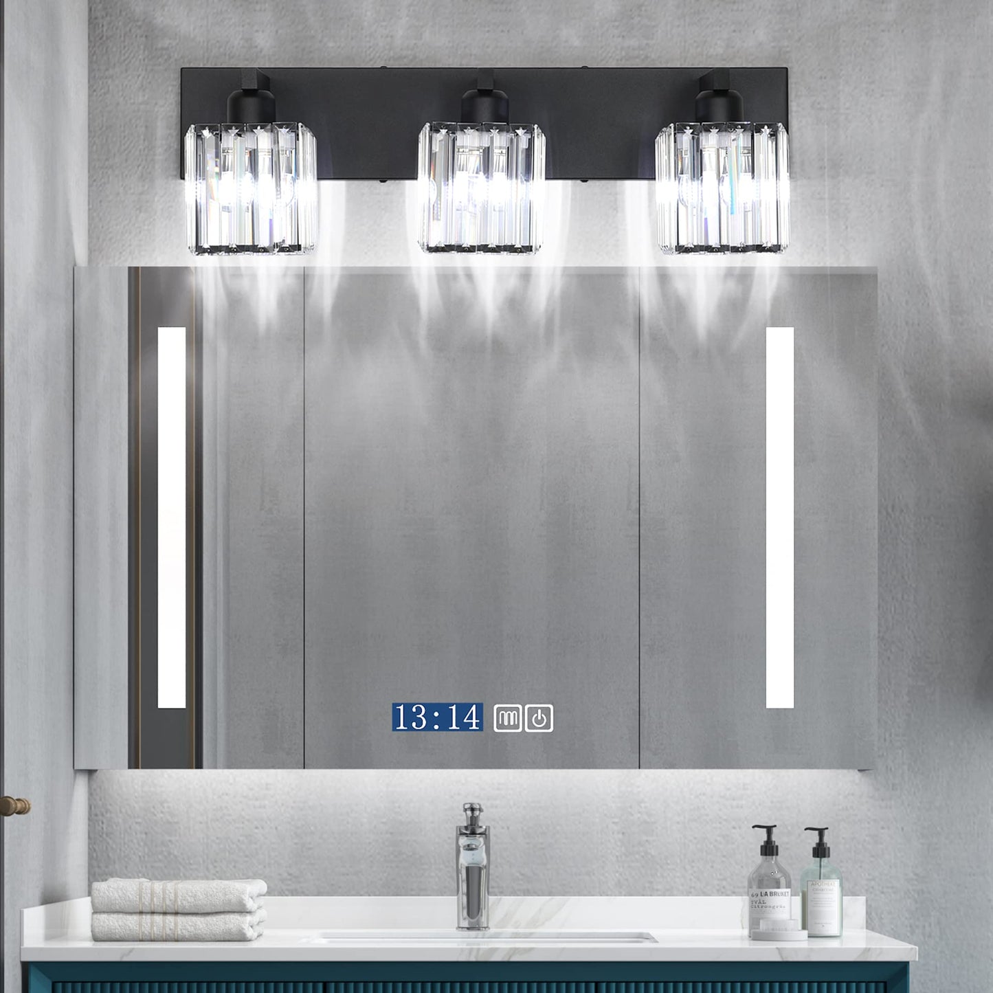 Aipsun Black Vanity Light 3-Light Aluminum Modern Bathroom Fixture Model 8461