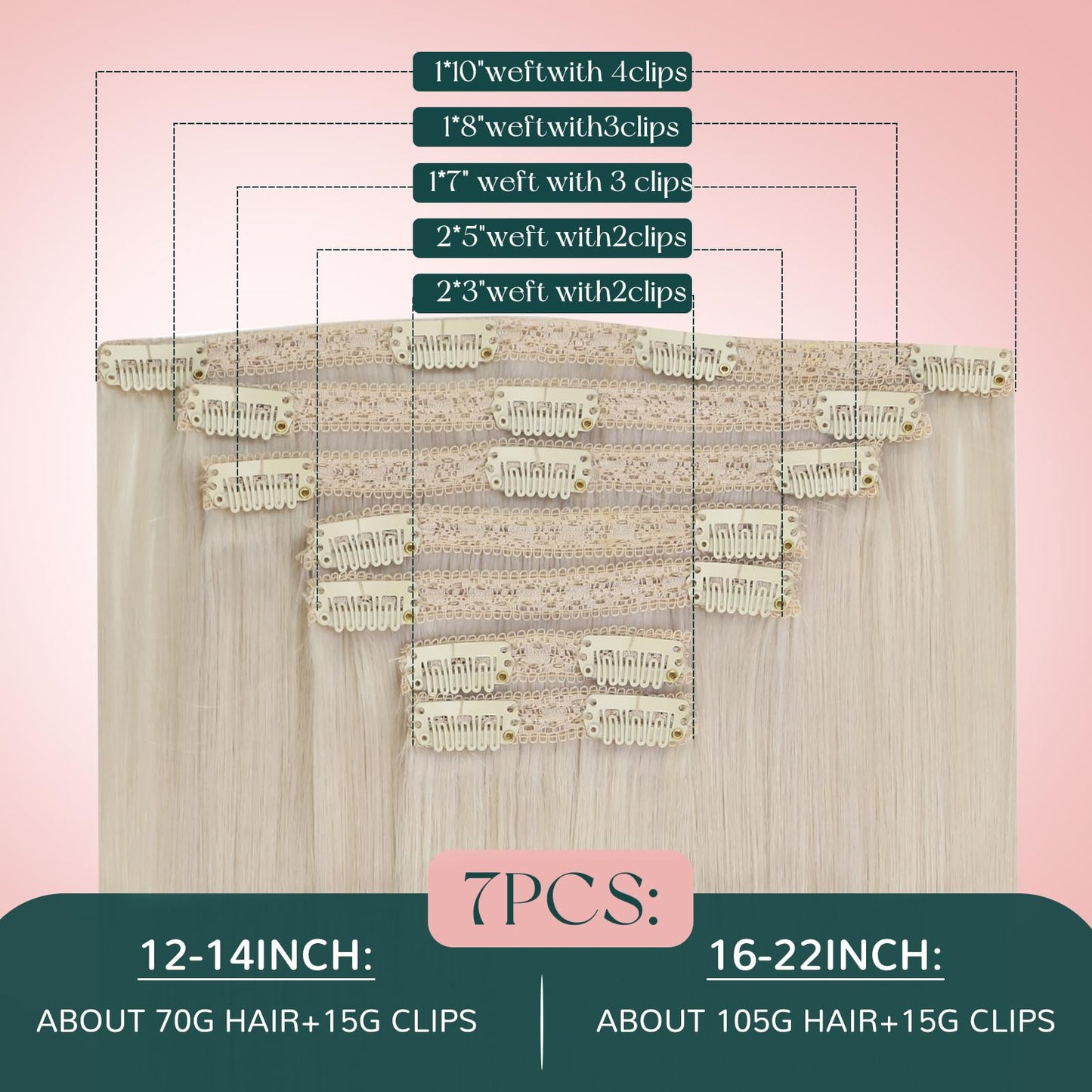 Easyouth 22 Inch Clip in Hair Extensions Human Hair Blonde Hair Extensions Clip in White Blonde Clips in Real Human Hair Extensi