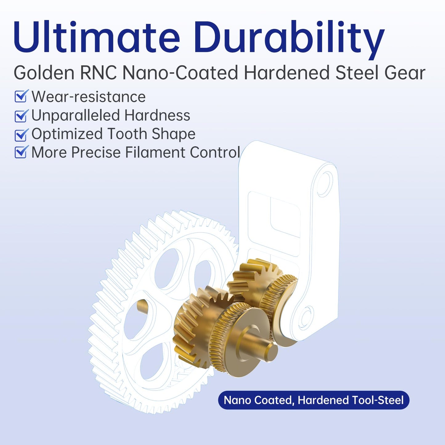 BIQU Panda Claw Upgraded Extruder Brass Gear Compatible with Bambu-Lab P1P/P1S/X1C/X1E 3D Printers, Golden RNC Nano Coating Hardened Tool Steel Extruder Gear