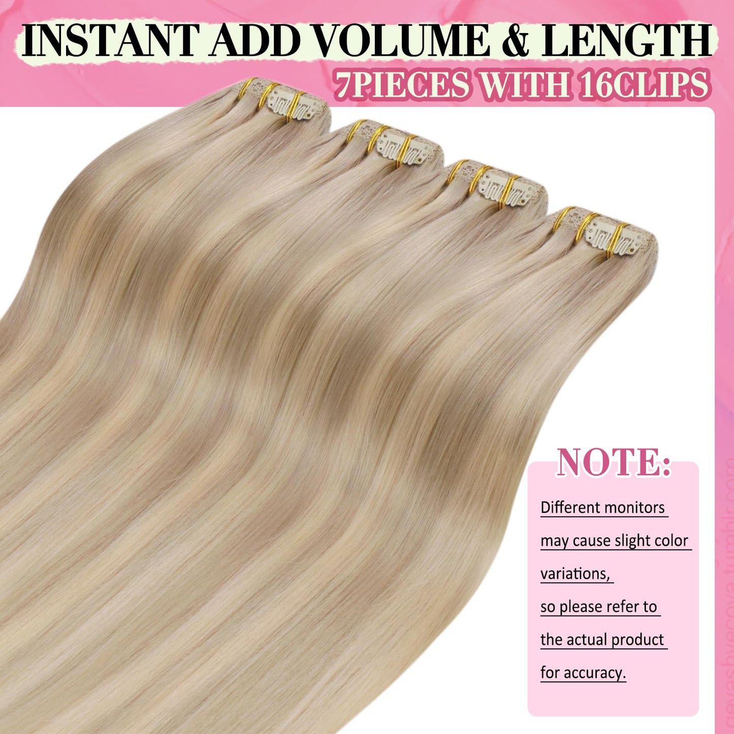 YoungSee Clip in Extensions Highlight Clip on Hair Extensions Warm Ash Blonde Highlights Bleach Blonde Clip in Hair Extensions R