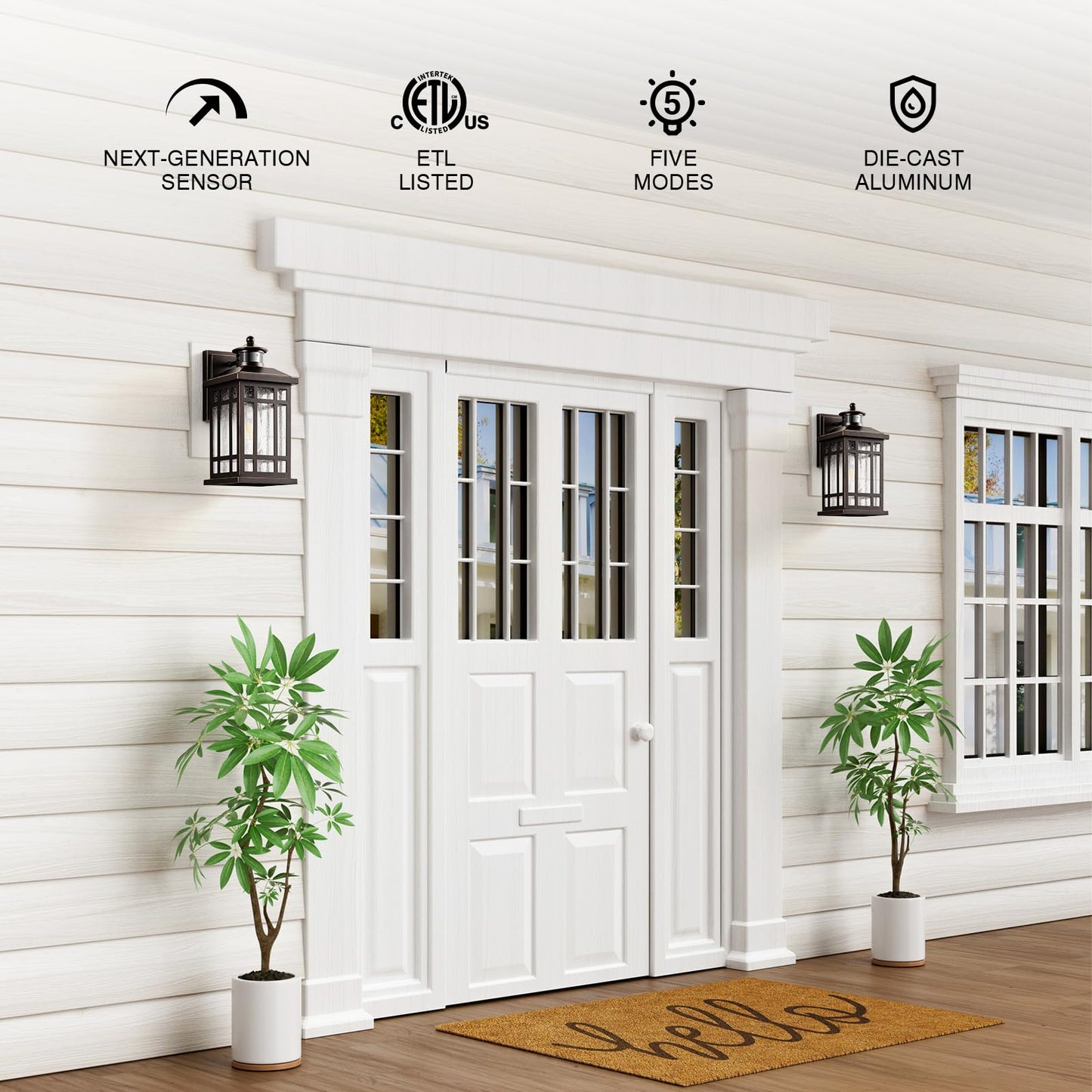 Opaxis Outside Lights For House With Motion Sensor Orb Exterior Lighting Fixtures Dusk To Dawn Outdoor Wall Lights Lantern Outside Light Fixture Sconce For Patio Garage Waterproof Anti-Rust