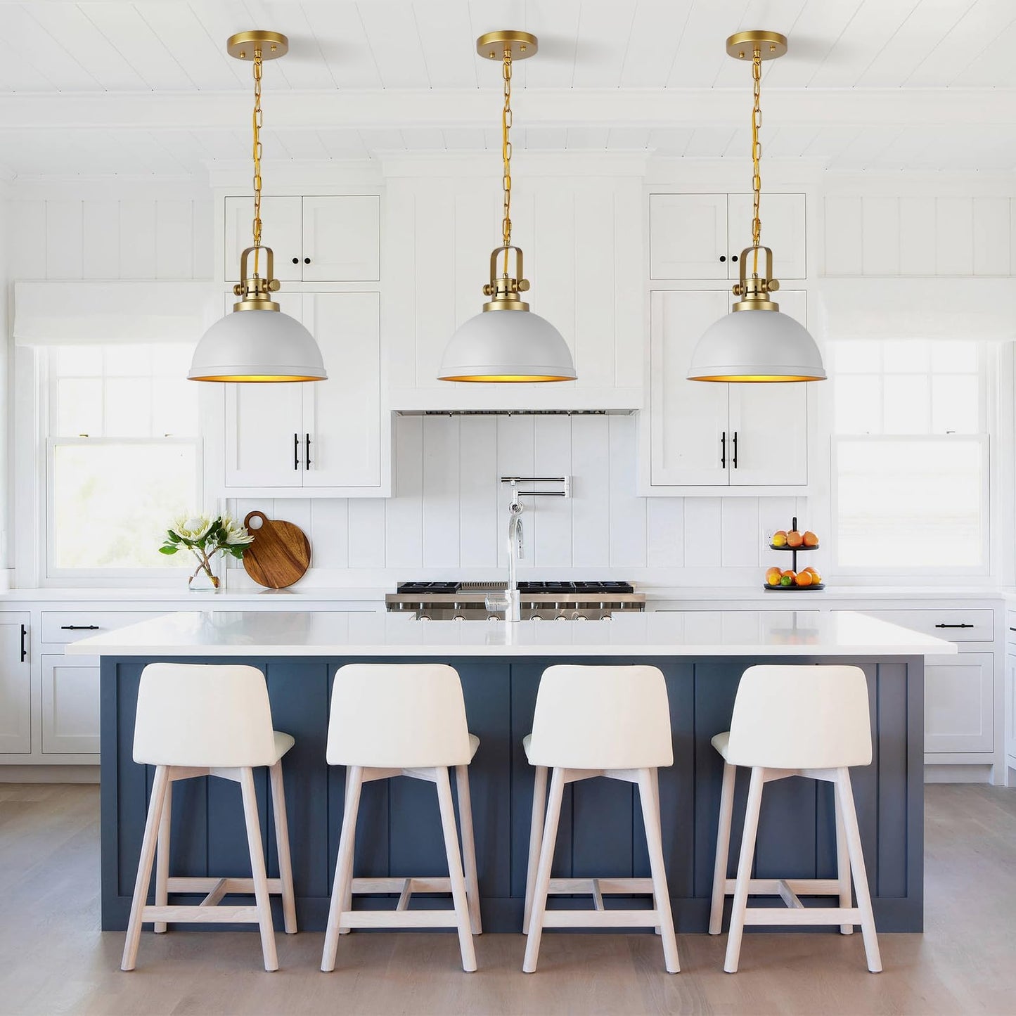 Mgcanyu White And Gold Pendant Lights Kitchen Island 2 Pack Modern Matte White Dome Pendant Lighting Industrial Light Fixture For Kitchen Living Dining Room Restaurant Hallway Entrance