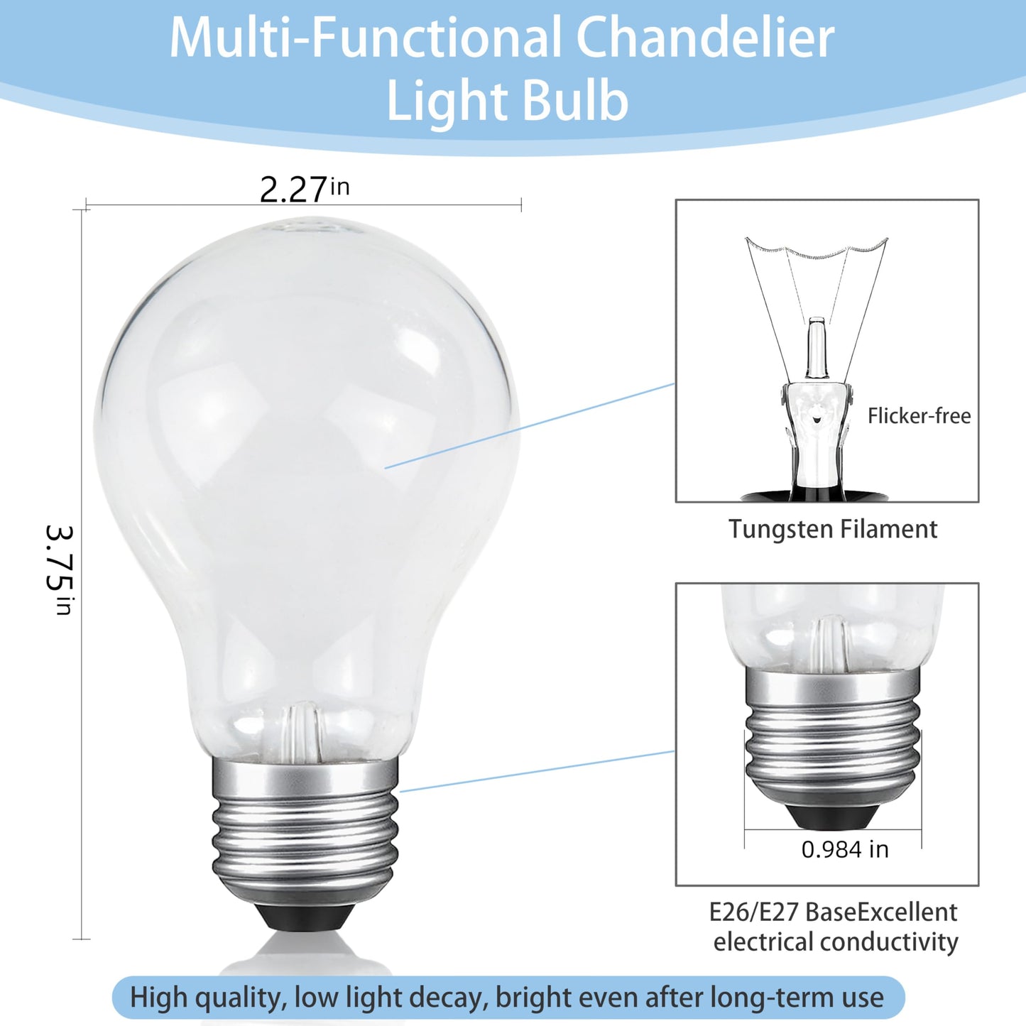 Hoimuv 75 Watt Incandescent Light Bulbs, A19 75 WATT Incandescent Bulb Shatter Resistant Rough Service Light Bulb 75 WATTS A19 Shape( 2PACK