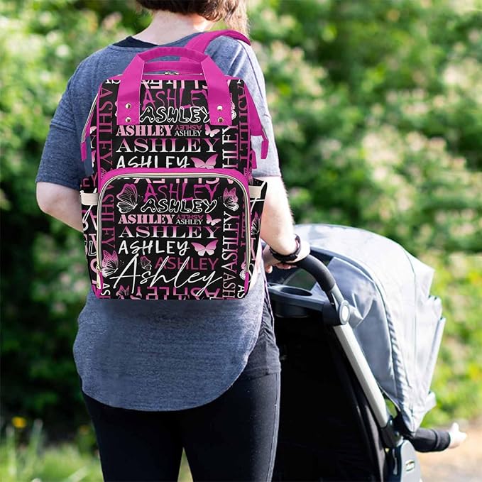 Customize Diaper Bag Birthday Gift For Baby Mom Gift Birthday Gift Large Capacity Daycare Bag Hiking Bag Travel Bag Mommy Diaper Bag, Colorful Butterfly