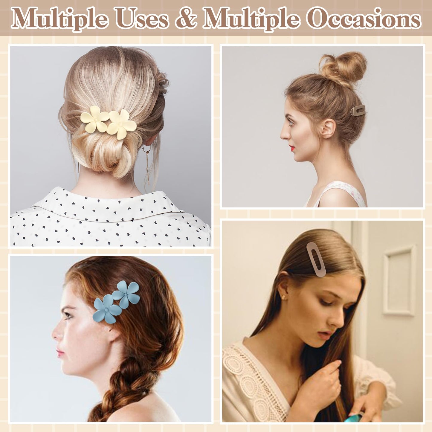 ProSuites 8 PCS Flat Hair Clips, 2 Styles French Claw Clips for Women Girls Thin Hair
