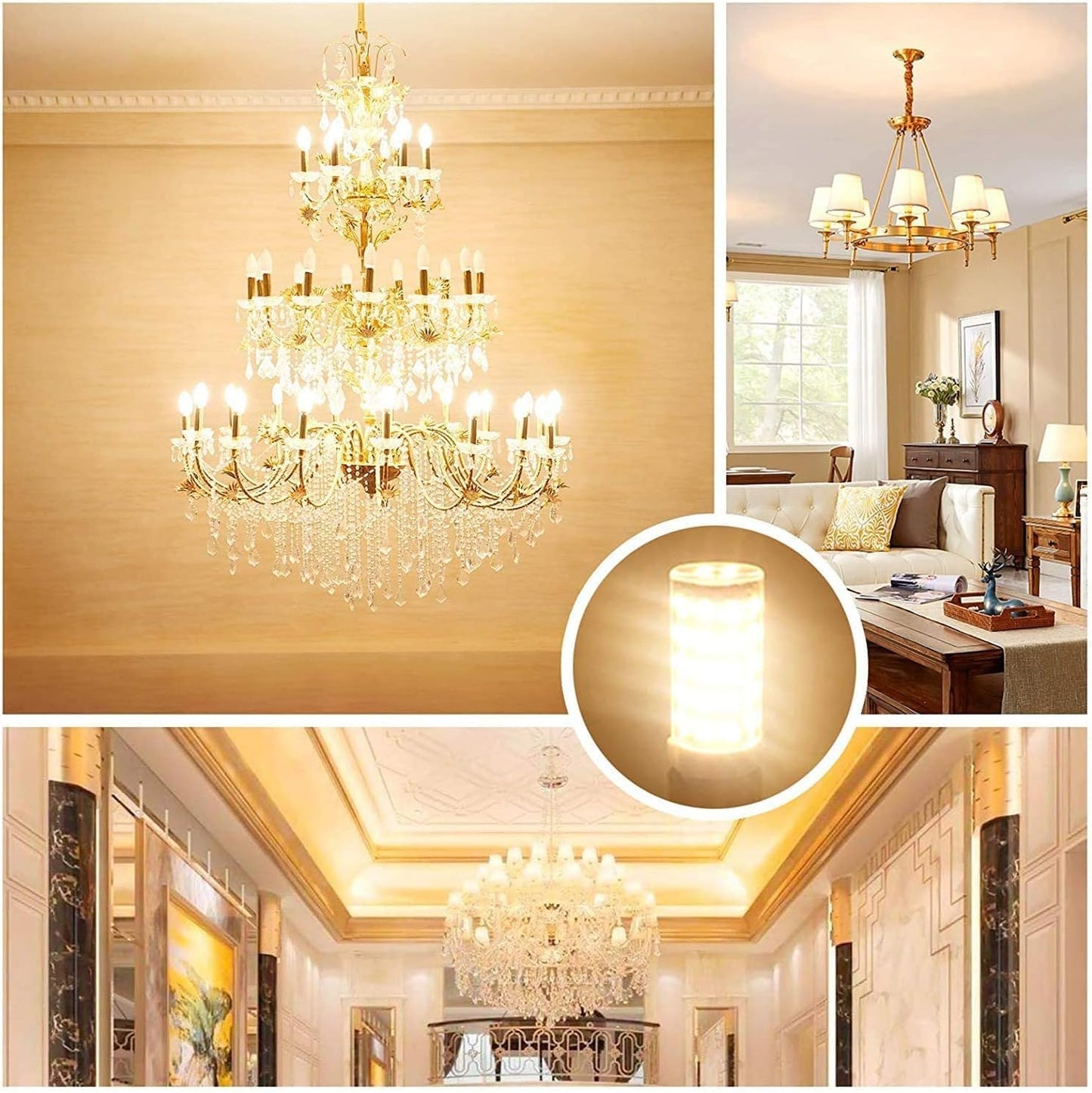 Bonyei E11 Led Bulb 7.5W Dimmable 75W 100W Halogen Bulb Replacement E11 Mini Candelabra Base Replaces T3/T4 Jd E11 Warm White 3000K For Indoor Decorative Lighting. 2-Pack