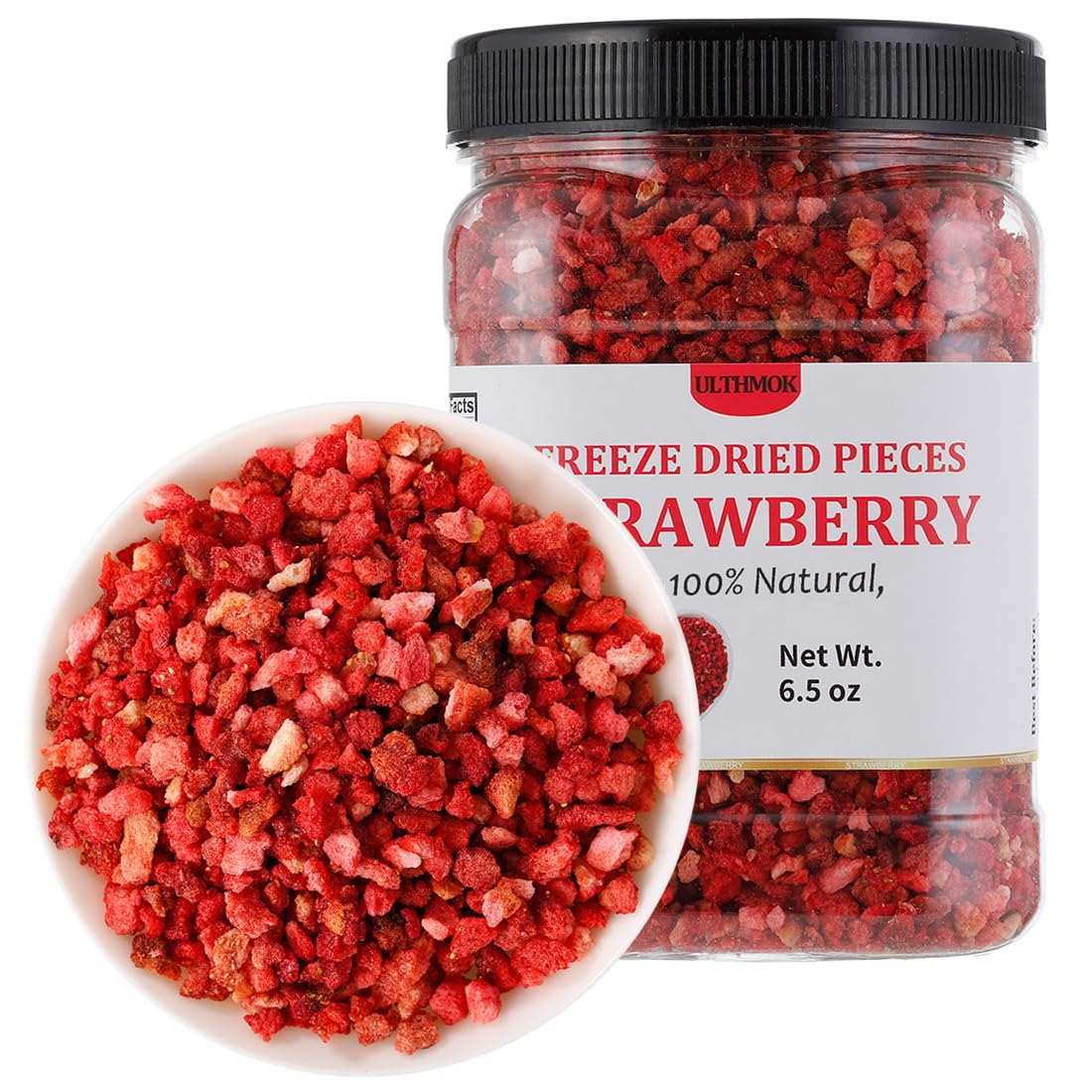 enhanced Freeze Dried Strawberries Pieces 6.5 Oz/185g Frozen Dried Strawberry 100% Natural & No Additives.